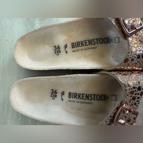 Birkenstock Pink Croc Metallic Slip On Sandal Sz 36 Us 5-5.5 - Picture 7 of 9